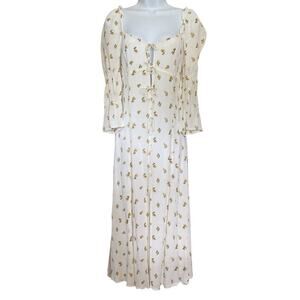 Reformation Roberta Floral Viscose Peasant Boho Maxi /Midi Dress Size 12
